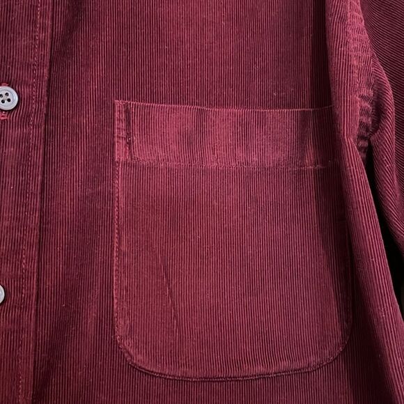 Eddie Bauer Corduroy 100% Cotton Button Up Shirt Maroon M - Picture 3 of 5